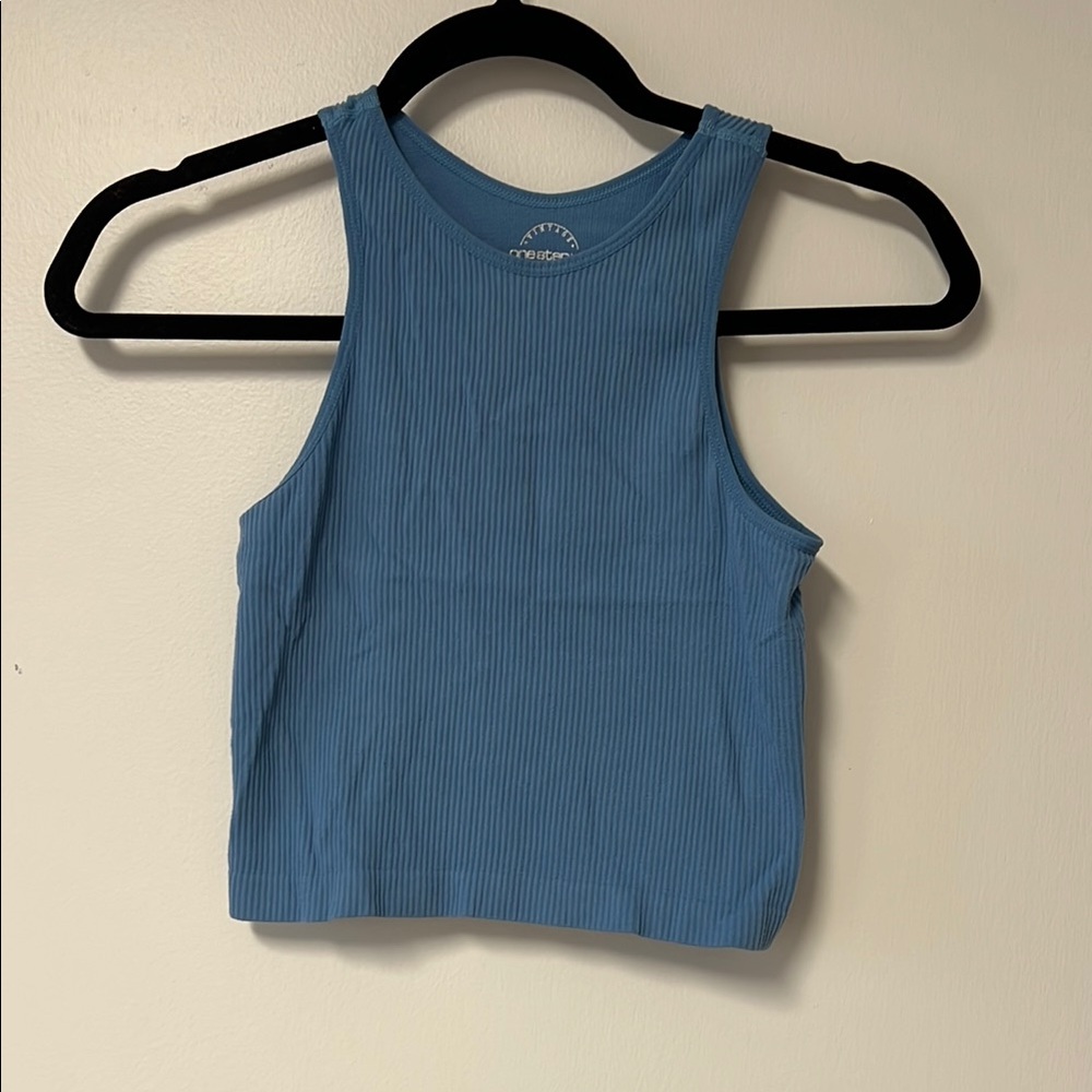 Blue Ribbed Tank Top